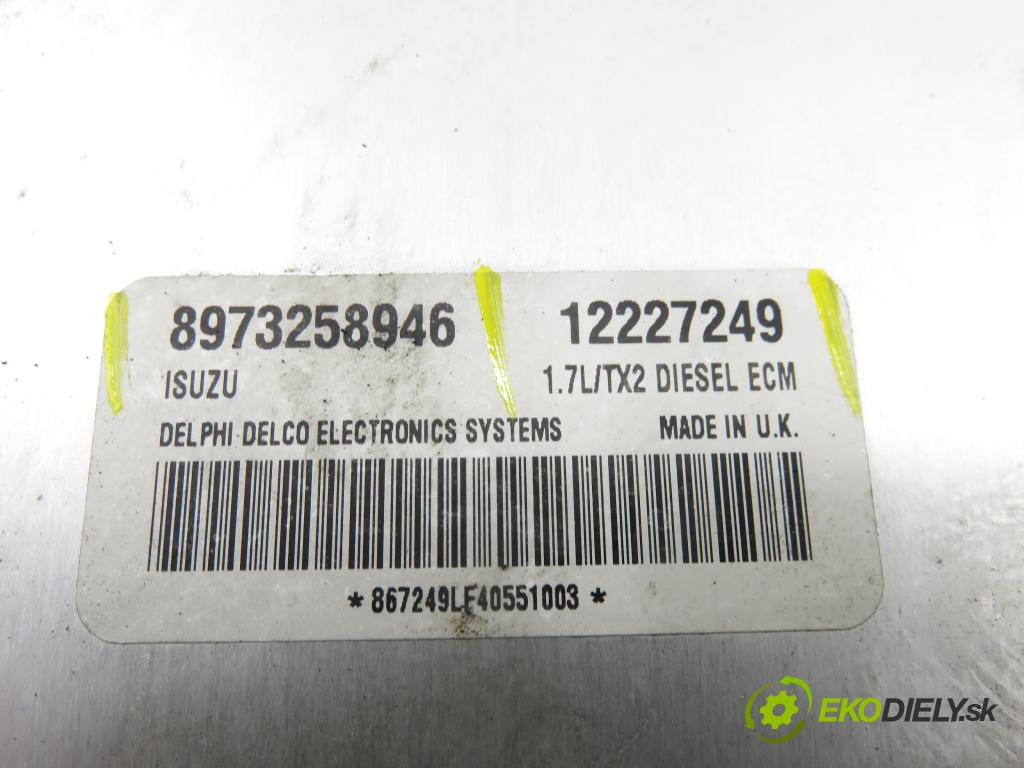 OPEL MERIVA A nadwozie wielkoprzestrzenne (MPV) (X03) HB 2004 55,00 1.7 DTI 75 - Y 17 DT 1686,00 Riadiaca jednotka Motor 8973258946 ; 12227249
