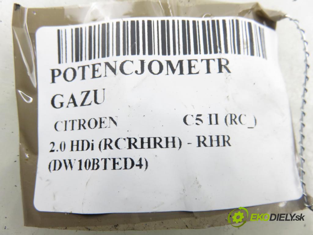 CITROEN C5 II (RC_) LIFTBACK 2007 100,00 2.0 HDi 136 - RHR (DW10BTED4) 1997,00 Potenciometer plynu 9650341780 ; 0280755012 ; F00C3P2335 (Potenciometer plynového pedálu)