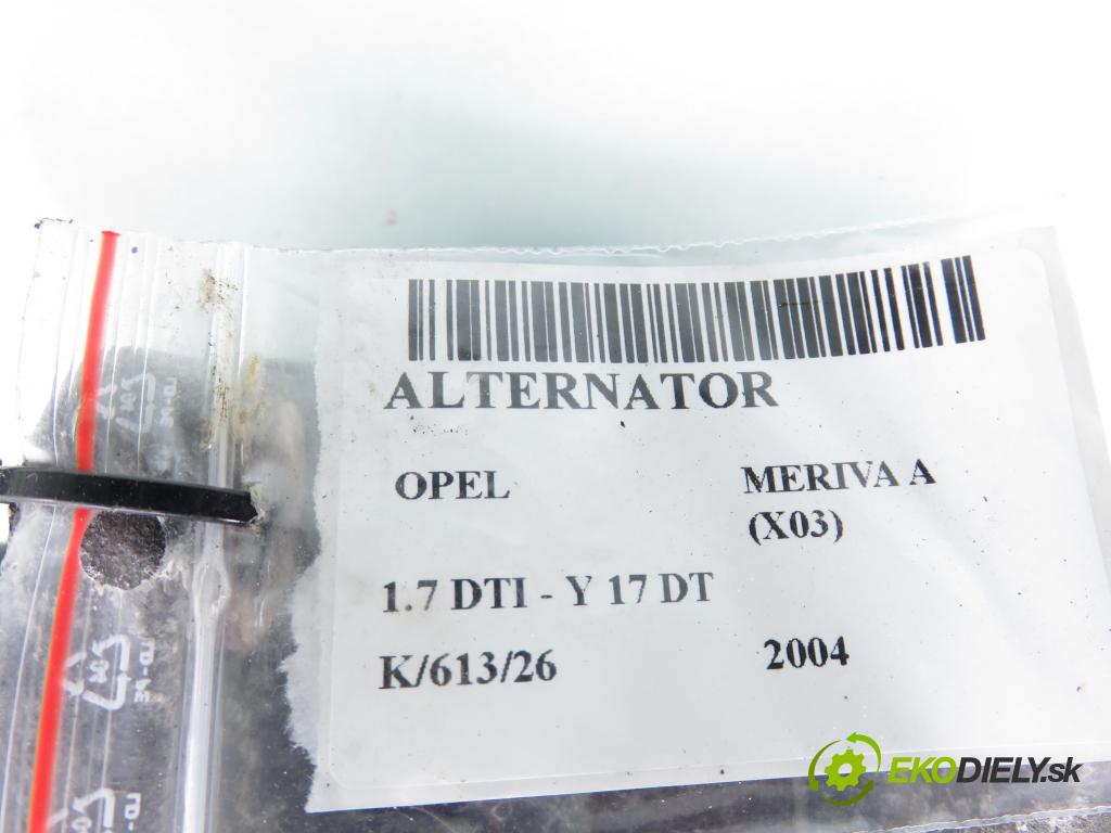 OPEL MERIVA A nadwozie wielkoprzestrzenne (MPV) (X03) HB 2004 55,00 1.7 DTI 75 - Y 17 DT 1686,00 Alternátor 0986043981 (Alternátor)