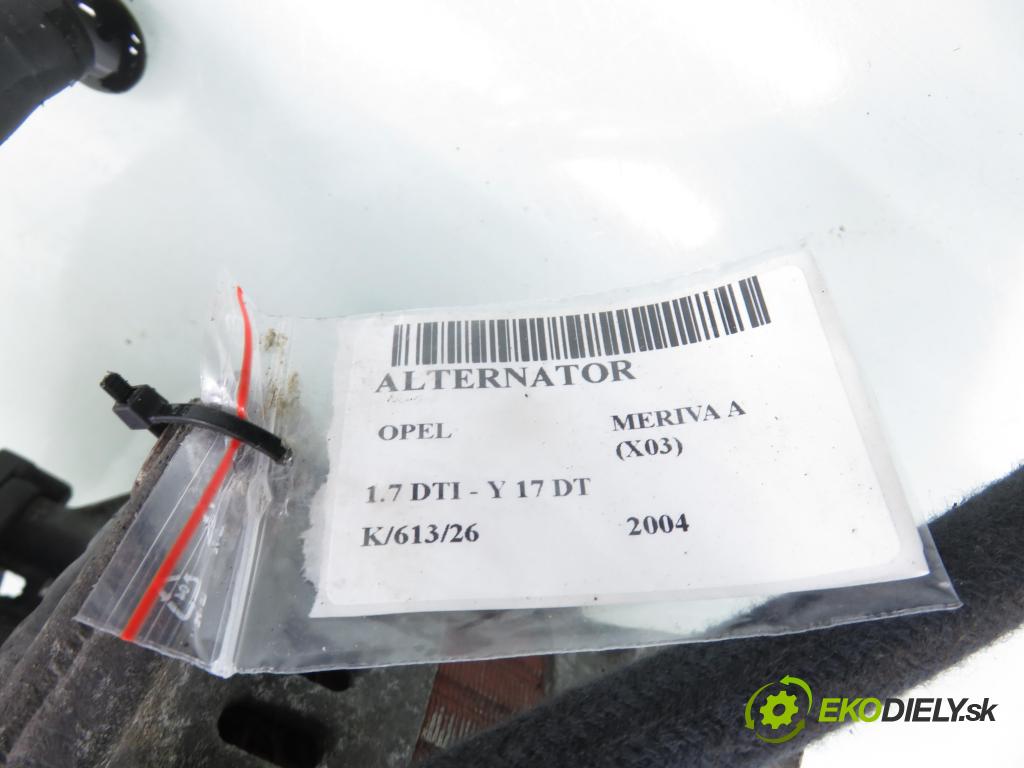 OPEL MERIVA A nadwozie wielkoprzestrzenne (MPV) (X03) HB 2004 55,00 1.7 DTI 75 - Y 17 DT 1686,00 Alternátor 0986043981 (Alternátor)