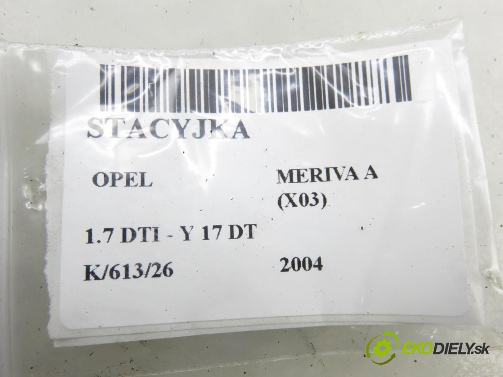 OPEL MERIVA A nadwozie wielkoprzestrzenne (MPV) (X03) HB 2004 55,00 1.7 DTI 75 - Y 17 DT 1686,00 spinačka 90589389 ; 13144390UN ; 5WK47631 (Spínacia skrinka)