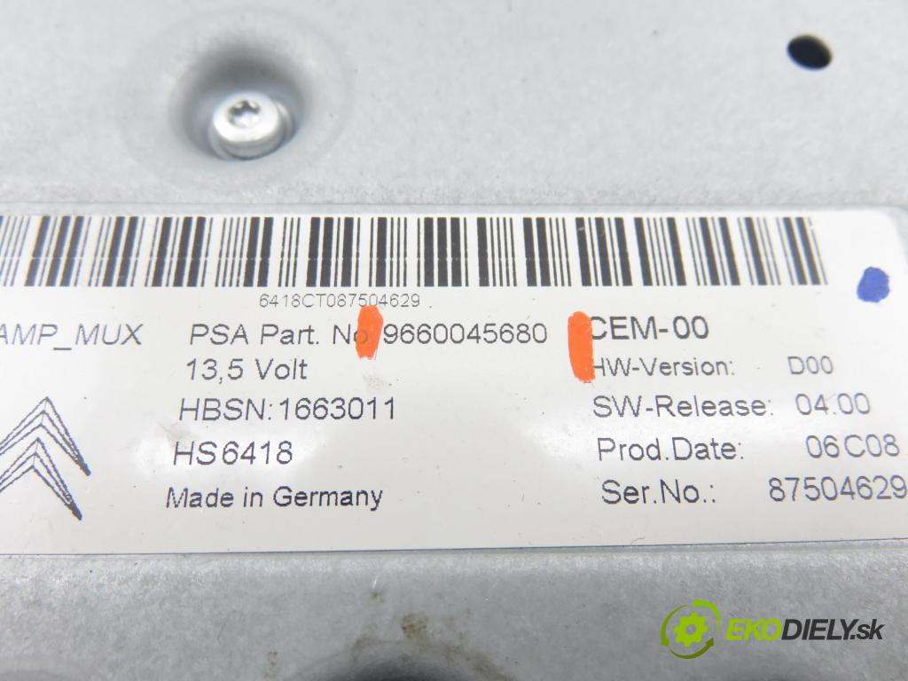 PEUGEOT 308 (4A_, 4C_) HB 2008 110,00 1.6 THP 150 - 5FX (EP6DT) 1598,00 Zosilňovač 9660045680 (Zosilňovač)
