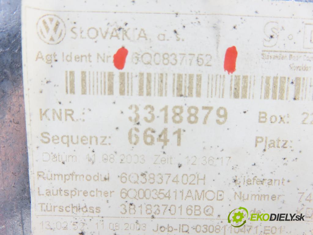 VW POLO (9N_) HB 2003 55,00 1.4 TDI - BAY 1422,00 Mechanizmus okien 3D 6Q2959801A ; 6Q0837762