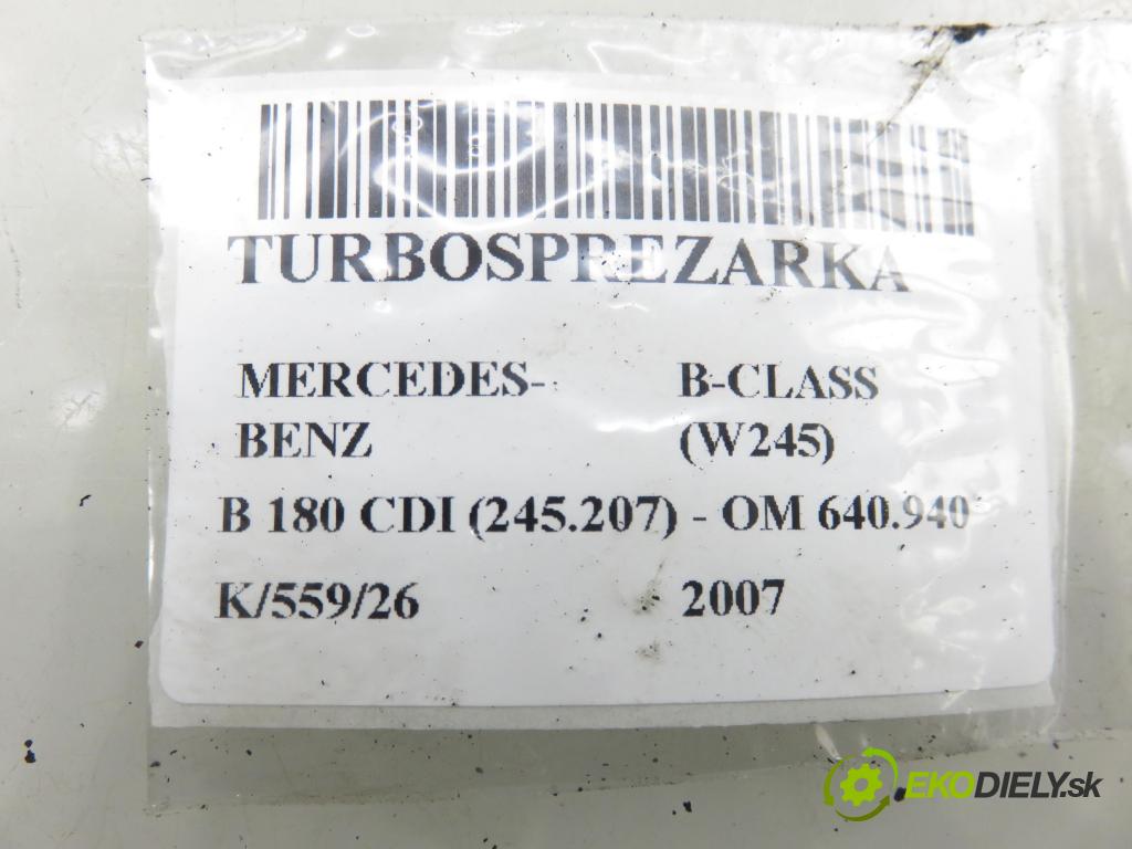 MERCEDES-BENZ KLASA B Sports Tourer (W245) HB 2007 80,00 B 180 CDI 109 - OM 640.940 1991,00 Turbodúchadlo 6400901780 (Turbodúchadlo (kompletné))