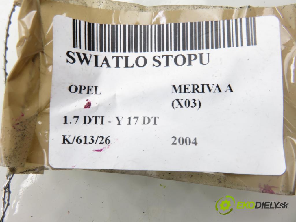 OPEL MERIVA A nadwozie wielkoprzestrzenne (MPV) (X03) HB 2004 55,00 1.7 DTI 75 - Y 17 DT 1686,00 svetlo bŕzd 13149529 ; 89398087