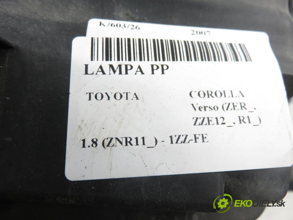 TOYOTA COROLLA Verso (ZER_, ZZE12_, R1_) VAN 2007 95,00 1.8 (ZNR11_) 129 - 1ZZ-FE 1794,00 Svetlo PP