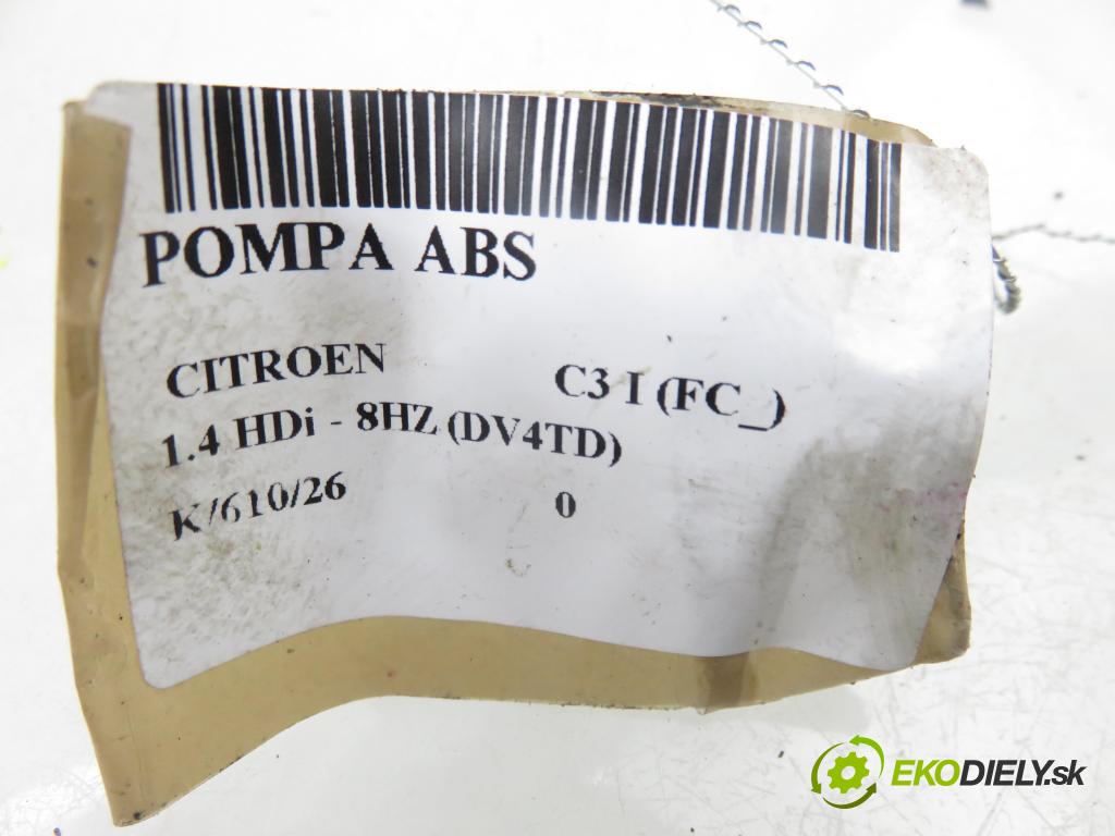 CITROEN C3 I (FC_) HB 2005 50,00 1.4 HDi - 8HZ (DV4TD) 1398,00 Pumpa ABS 10097011093 ; 9656493580 ; 10020700564 (Pumpa ABS)