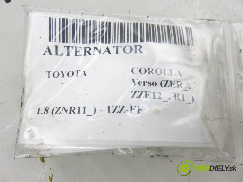 TOYOTA COROLLA Verso (ZER_, ZZE12_, R1_) VAN 2007 95,00 1.8 (ZNR11_) 129 - 1ZZ-FE 1794,00 Alternátor 270600D190 (Alternátor)