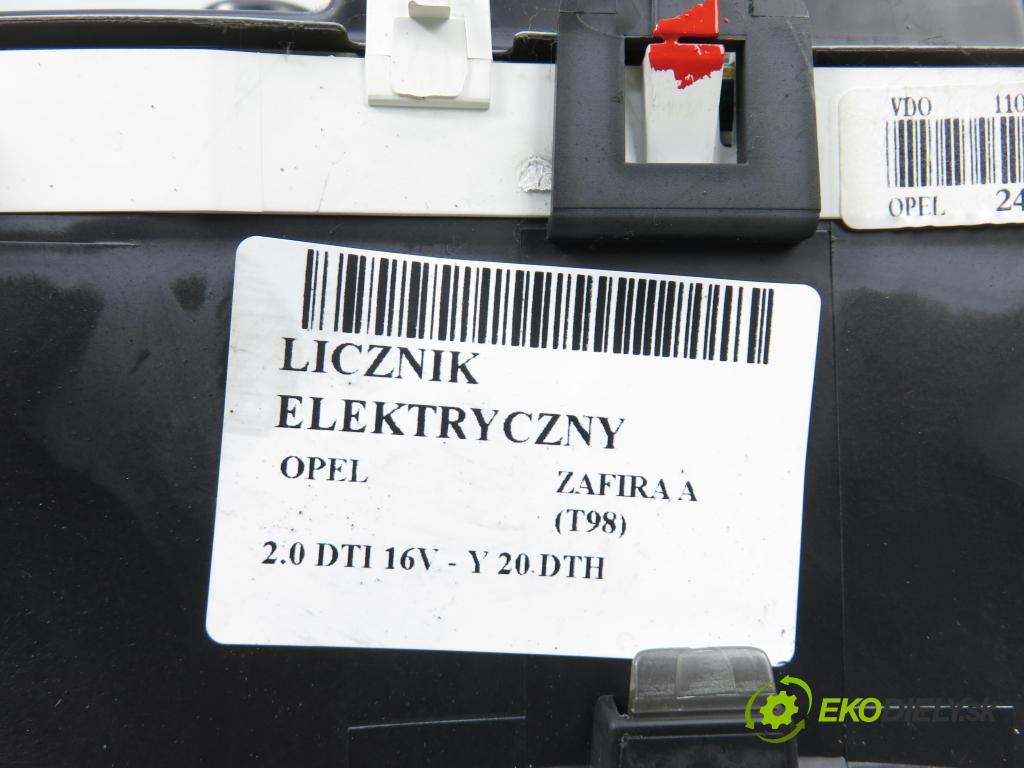 OPEL ZAFIRA A Nadwozie Wielkopojemne (MPV) (T98)  MINIVAN 2003 74,00 2.0 DTI 16V 101 - Y 20 DTH 1995,00 Prístrojovka elektrický 24461749JB