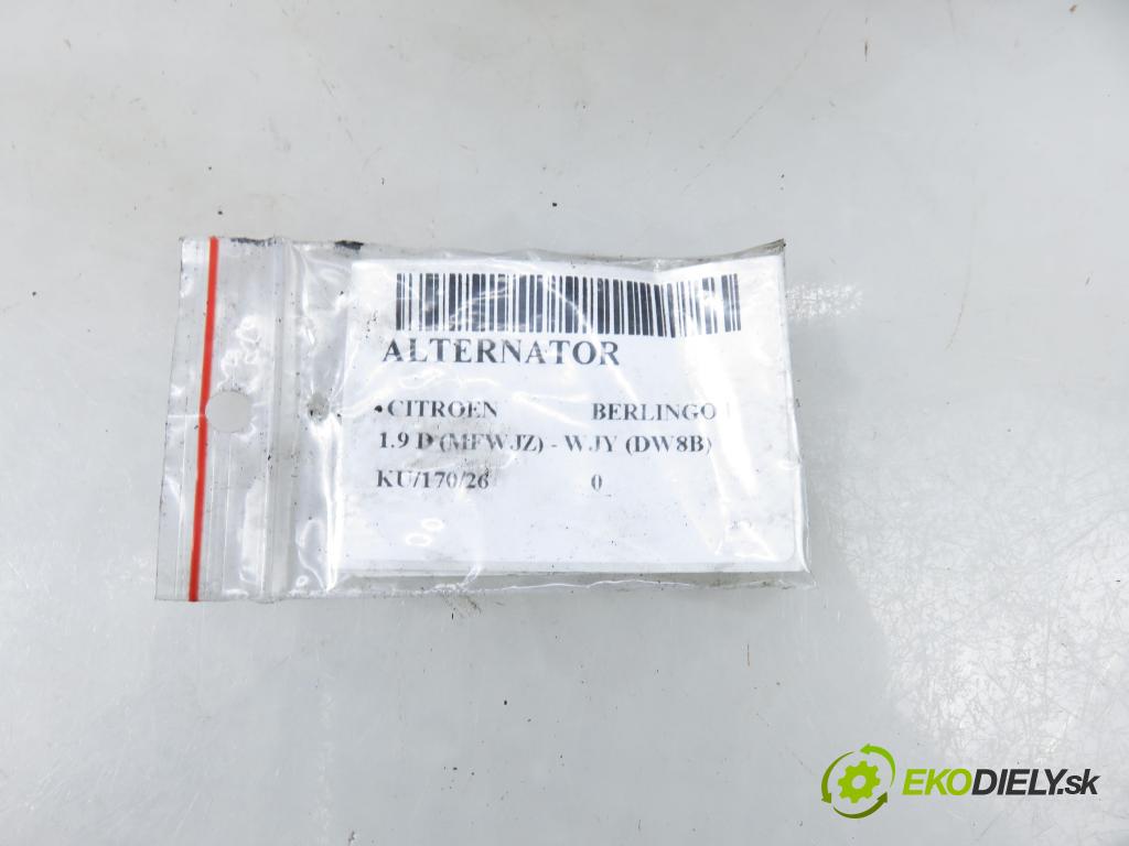 CITROEN BERLINGO / BERLINGO FIRST nadwozie wielkoprzestrzenne (MPV) KOMBIVAN 2001 51,00 1.9 D - WJY (DW8B) 1868,00 Alternátor 9642880280 (Alternátor)