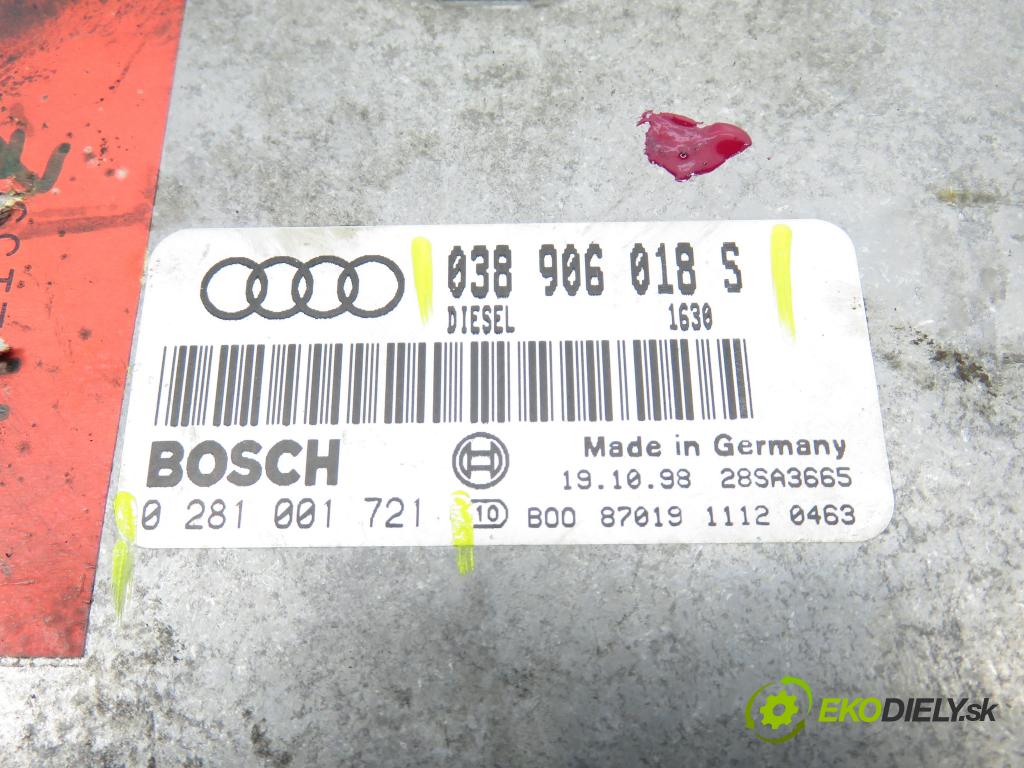 AUDI A4 (8D2, B5) SEDAN 1998 81,00 1.9 TDI 110 - AFN 1896,00 Riadiaca jednotka Motor 038906018S ; 0281001721
