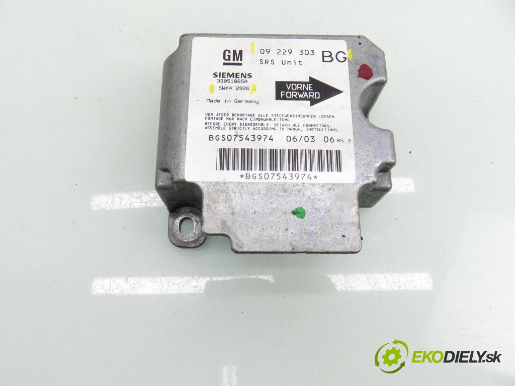 OPEL ZAFIRA A Nadwozie Wielkopojemne (MPV) (T98)  MINIVAN 2003 74,00 2.0 DTI 16V 101 - Y 20 DTH 1995,00 MODUL air BAG 09229303BG ; 5WK42926