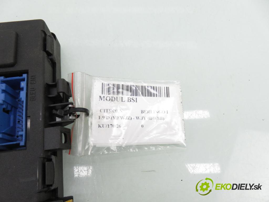 CITROEN BERLINGO / BERLINGO FIRST nadwozie wielkoprzestrzenne (MPV) KOMBIVAN 2001 51,00 1.9 D - WJY (DW8B) 1868,00 MODUL BSI 9642409880 ; 73006212