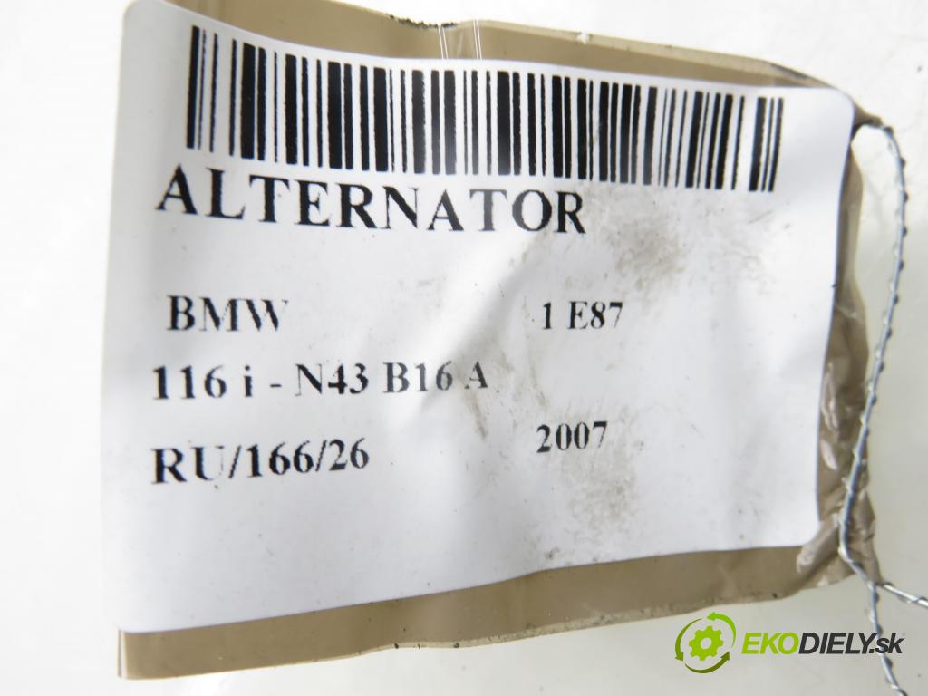 BMW 1 (E81) HB 2007 89,00 116 i 121 - N43 B16 A 1599,00 Alternátor 0121715017 ; 7550469 (Alternátor)