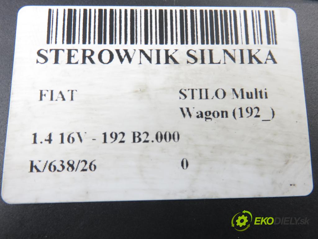 FIAT STILO Multi Wagon (192_) KOMBI 2004 70,00 1.4 16V 95 - 843 A1.000 1368,00 Riadiaca jednotka Motor 0055193692