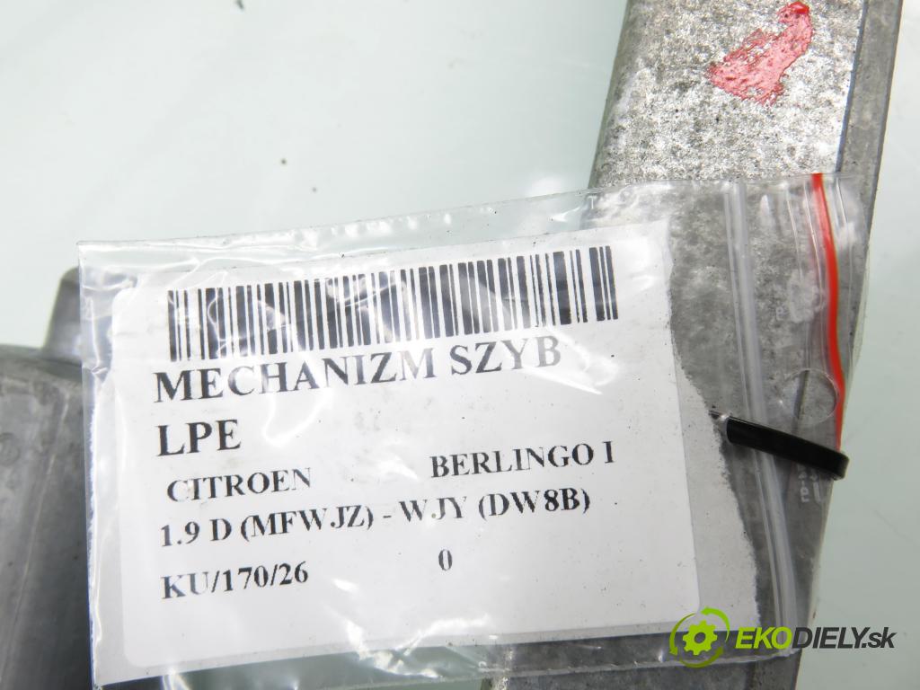 CITROEN BERLINGO / BERLINGO FIRST nadwozie wielkoprzestrzenne (MPV) KOMBIVAN 2001 51,00 1.9 D - WJY (DW8B) 1868,00 Mechanizmus okien 0130821915