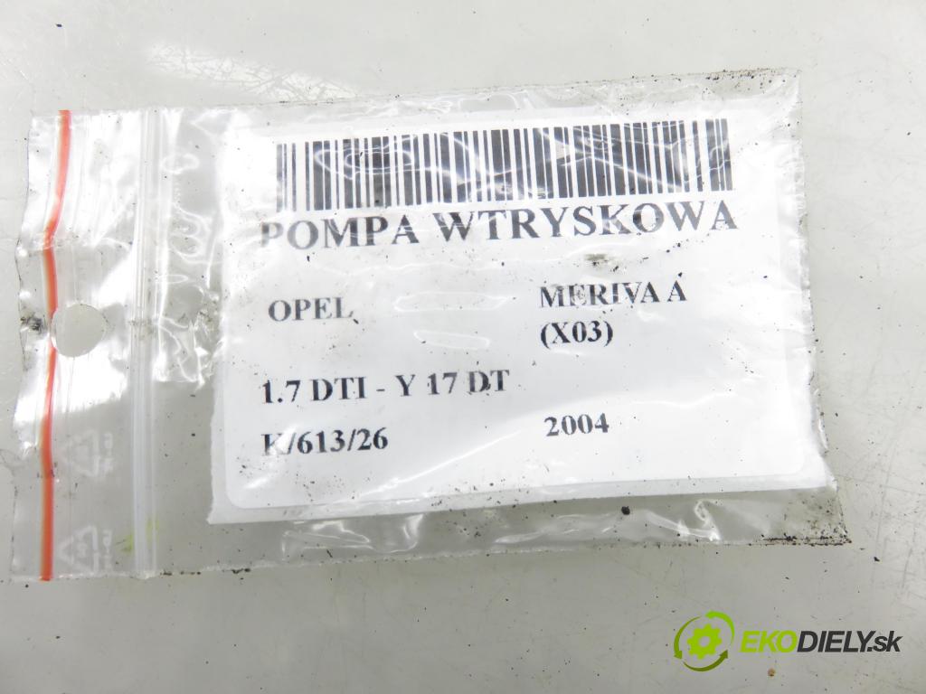 OPEL MERIVA A nadwozie wielkoprzestrzenne (MPV) (X03) HB 2004 55,00 1.7 DTI 75 - Y 17 DT 1686,00 Pumpa vstrekovacia HU0965006003 ; 8971852423 (Vstrekovacie čerpadlo)