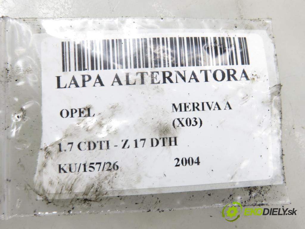 OPEL MERIVA A nadwozie wielkoprzestrzenne (MPV) (X03) HB 2004 74,00 1.7 CDTI 100 - Z 17 DTH 1686,00 Uchytenie alternátora 897264512 ; 897264513