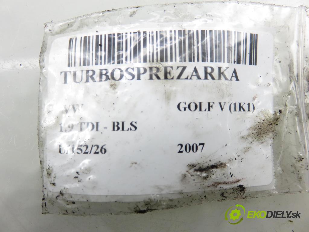 VW GOLF V (1K1) HB 2007 77,00 1.9 TDI - BLS 1896,00 RYCHLONABÍJEČKA: 03G253019K (Kompletní turbodmychadlo)