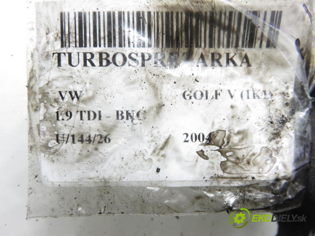 VW GOLF V (1K1) HB 2004 77,00 1.9 TDI PD 105 - BKC 1896,00 RYCHLONABÍJEČKA: 038253016R (Kompletní turbodmychadlo)