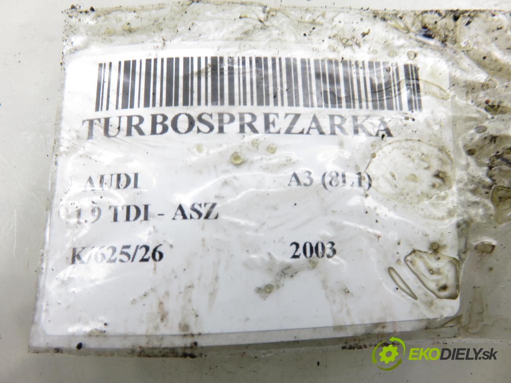 AUDI A3 (8L1) HB 2003 96,00 1.9 TDI PD 130 - ASZ 1896,00 RYCHLONABÍJEČKA: 038253016F (Kompletní turbodmychadlo)