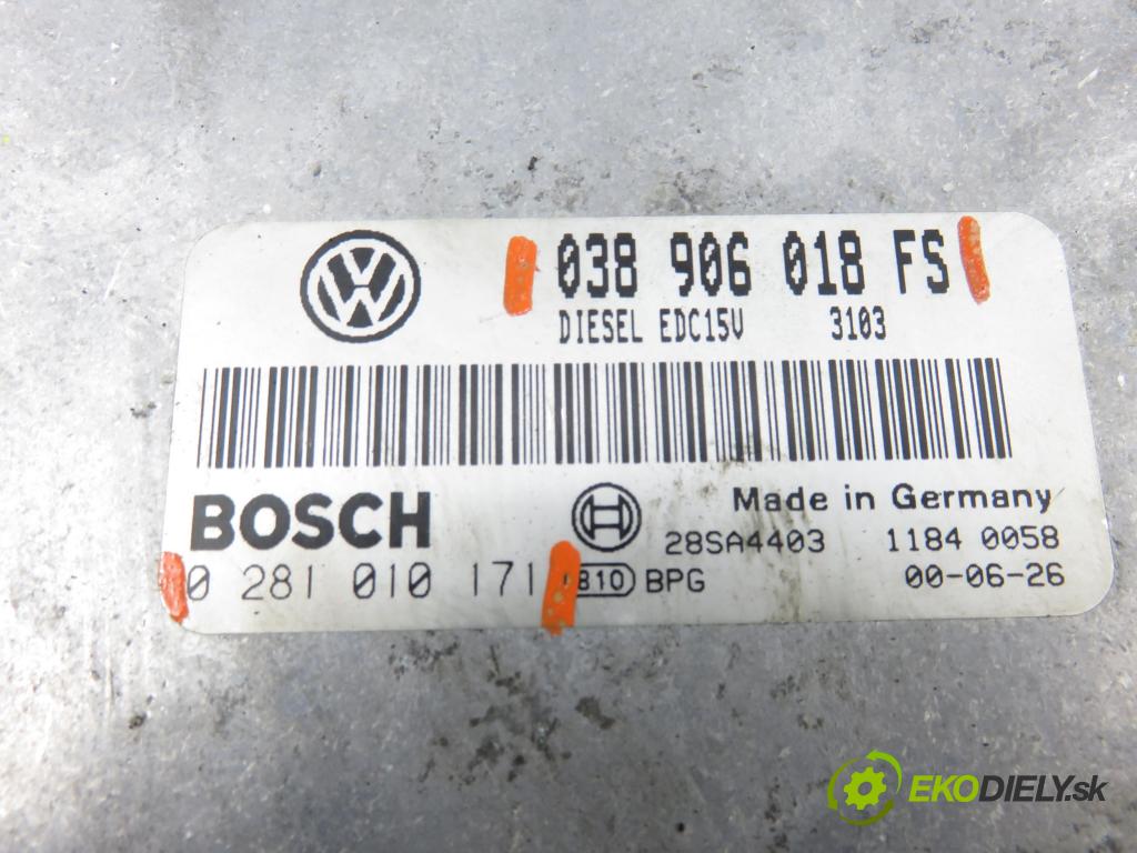 VW PASSAT B5 Variant (3B5) KOMBI 2000 66,00 1.9 TDI 90 - AHU 1896,00 řídící jednotka motora 0281010171 ; 038906018FS