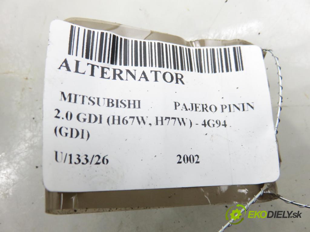 MITSUBISHI PAJERO PININ (H6_W, H7_W) SUV 2002 95,00 2.0 GDI 1999,00 Alternátor MD360635 ; A3TB0291 (Alternátor)