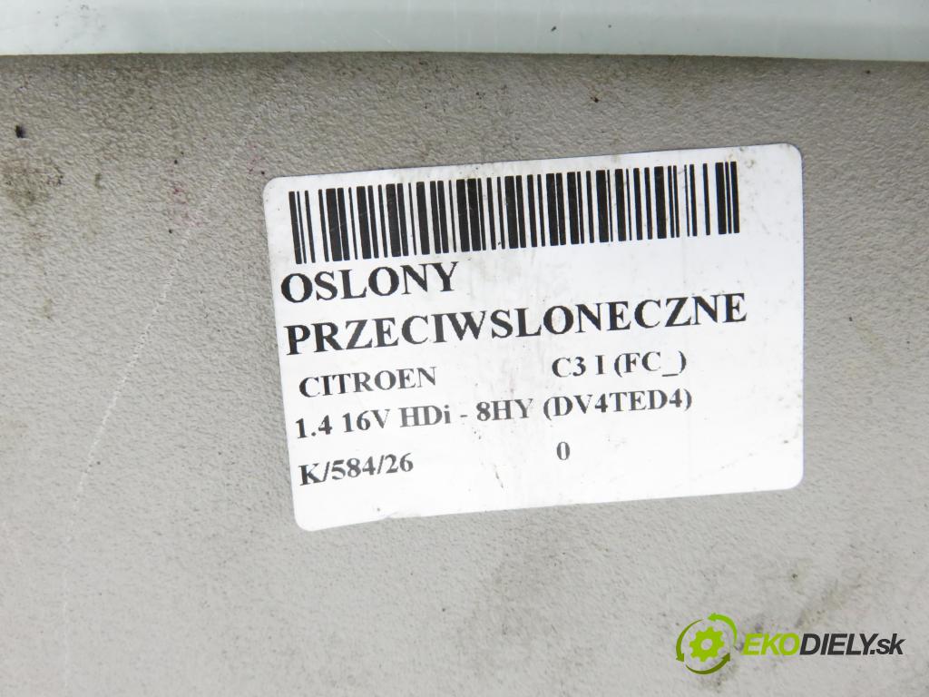 CITROEN C3 I (FC_) HB 2003 66,00 1.4 16V HDi - 8HY (DV4TED4) 1398,00 kryty protislnečné