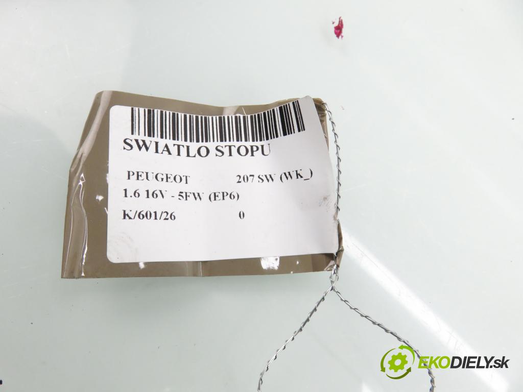 PEUGEOT 207 SW (WK_) KOMBI 2007 88,00 1.6 16V - 5FW (EP6) 1598,00 svetlo bŕzd 9680158180 ; 89039754
