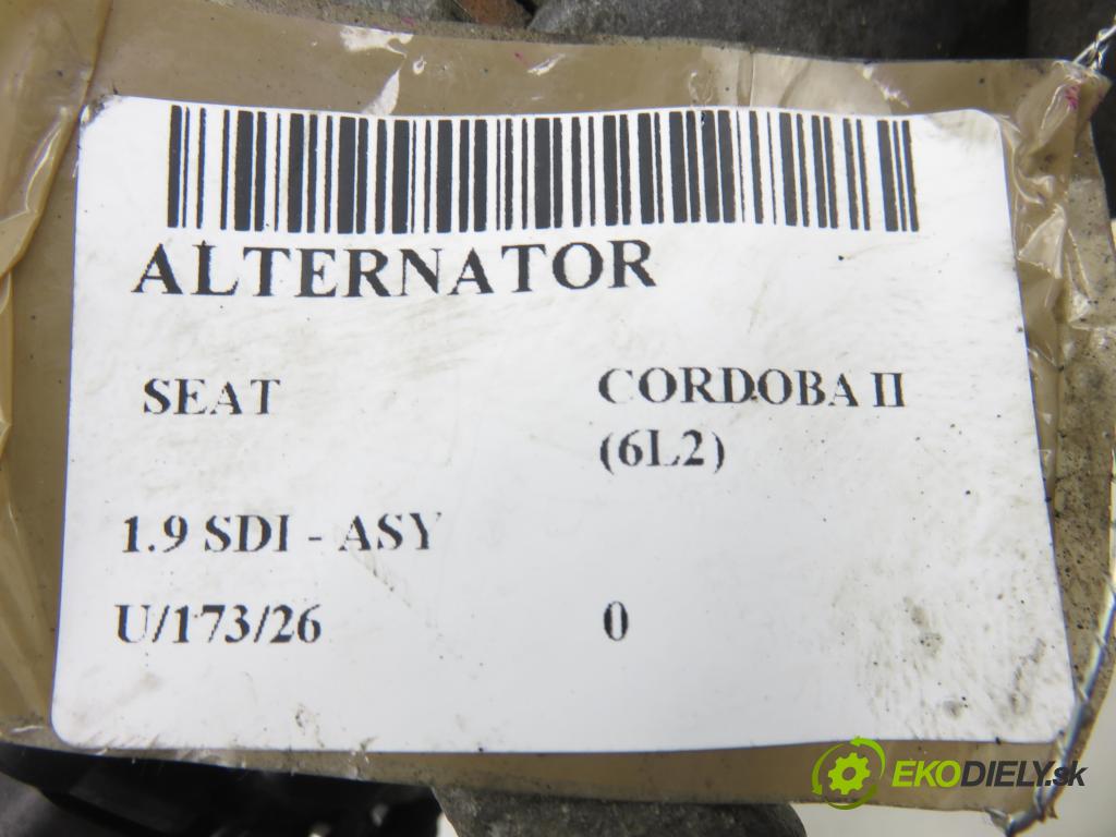 SEAT CORDOBA (6L2) SEDAN 2003 47,00 1.9 SDI - ASY 1896,00 Alternátor 028903028E ; 0124515010 (Alternátor)