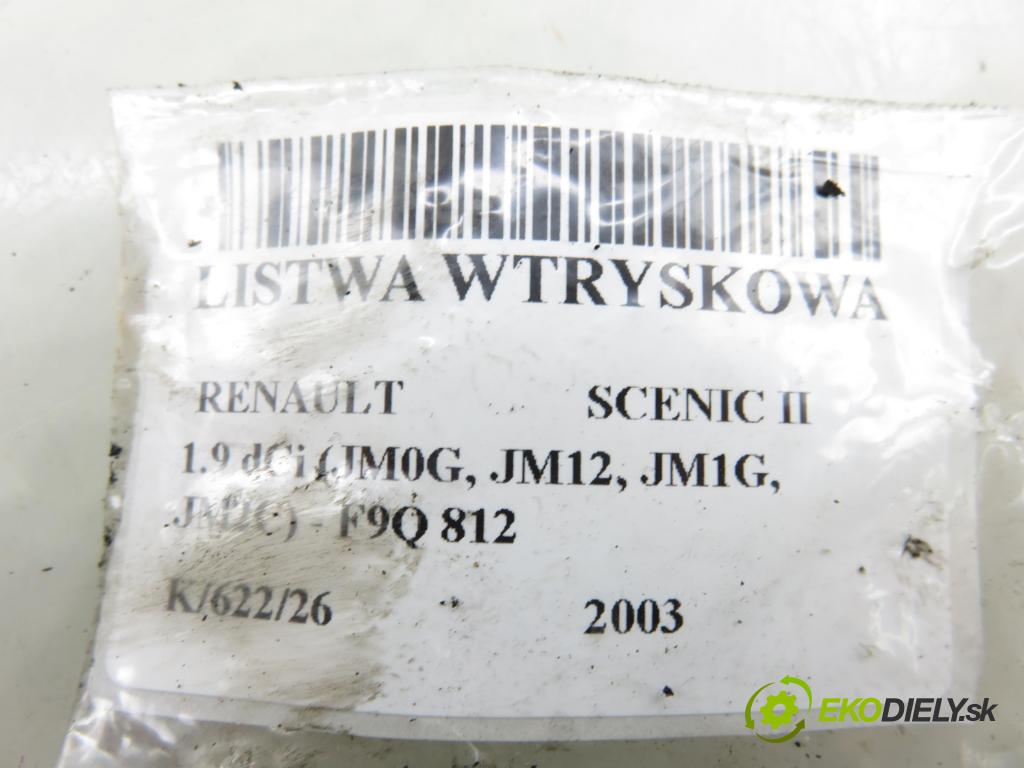 RENAULT SCENIC II (JM0/1_) MINIVAN 2003 88,00 1.9 dCi 120 - F9Q 812 1870,00 lišta vstřikovací 0445214024 ; 7700114017 ; 0281002405 (Vstřikovací lišta)