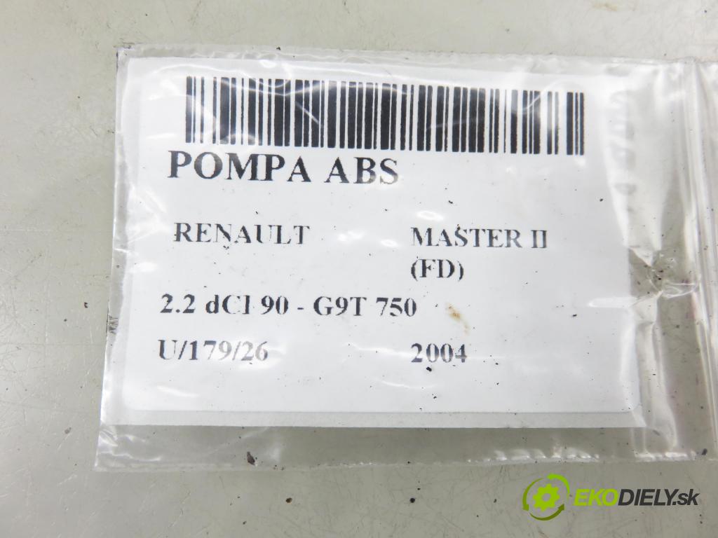 RENAULT MASTER II Skrzynia (FD) FURGON 2004 66,00 2.2 dCI 90 - G9T 750 2188,00 pumpa ABS 54084698C ; 13664106 (Pumpa ABS)