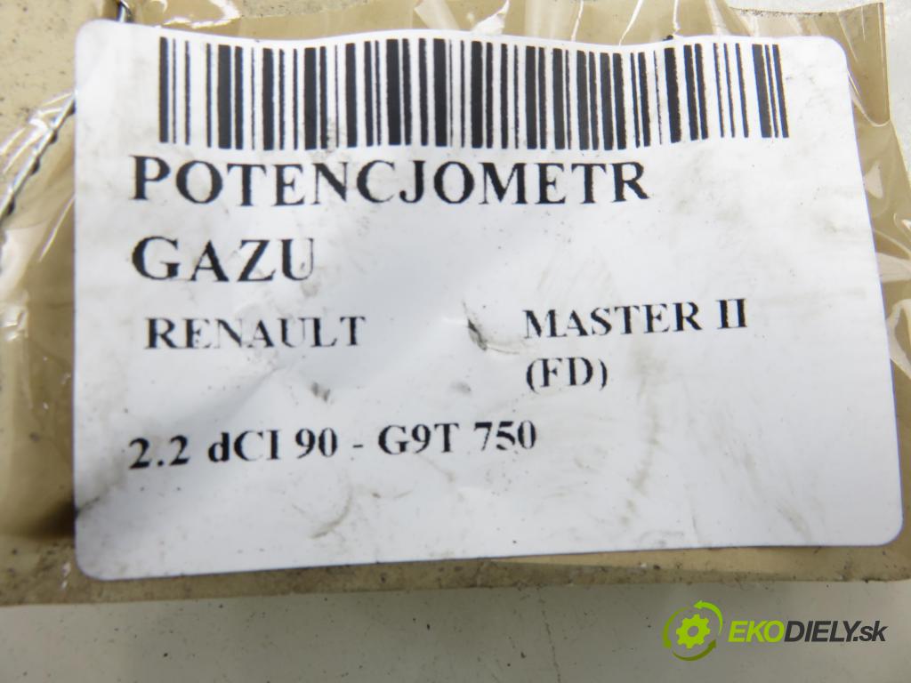 RENAULT MASTER II Skrzynia (FD) FURGON 2004 66,00 2.2 dCI 90 - G9T 750 2188,00 potenciometr plynového pedálu 7700314525 ; 6PV00811904 (Potenciometr plynového pedálu)