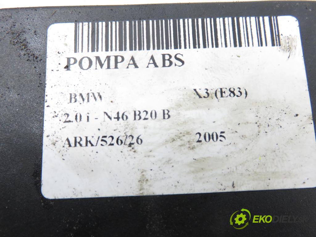 BMW X3 (E83) SUV 2005 110,00 2.0 i - N46 B20 B 1995,00 Pumpa ABS 0265950318 ; 3424682 (Pumpa ABS)