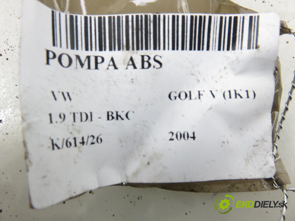 VW GOLF V (1K1) HB 2004 77,00 1.9 TDI PD 105 - BKC 1896,00 pumpa ABS 1K0907379K ; 10096003483 ; 1K0614517H (Pumpa ABS)