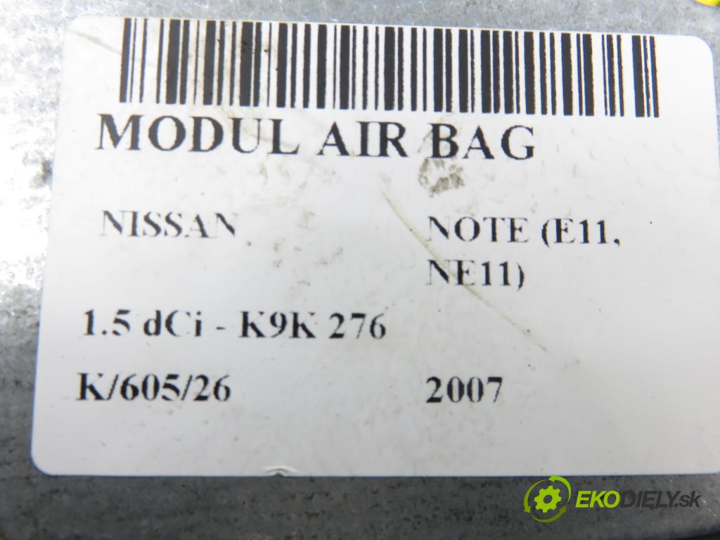 NISSAN NOTE (E11, NE11) HB 2007 63,00 1.5 dCi 86- K9K 276 1461,00 MODUL air BAG 0285001911 ; 988209U30A