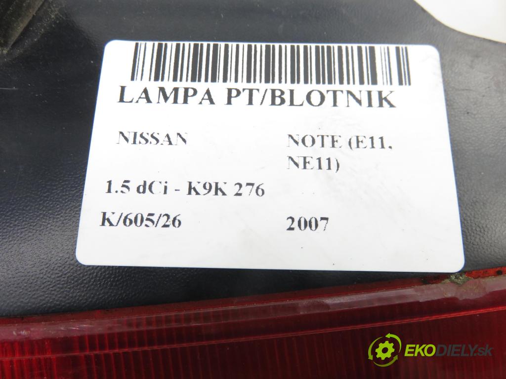 NISSAN NOTE (E11, NE11) HB 2007 63,00 1.5 dCi 86- K9K 276 1461,00 Svetlo pravé zadné 22016752