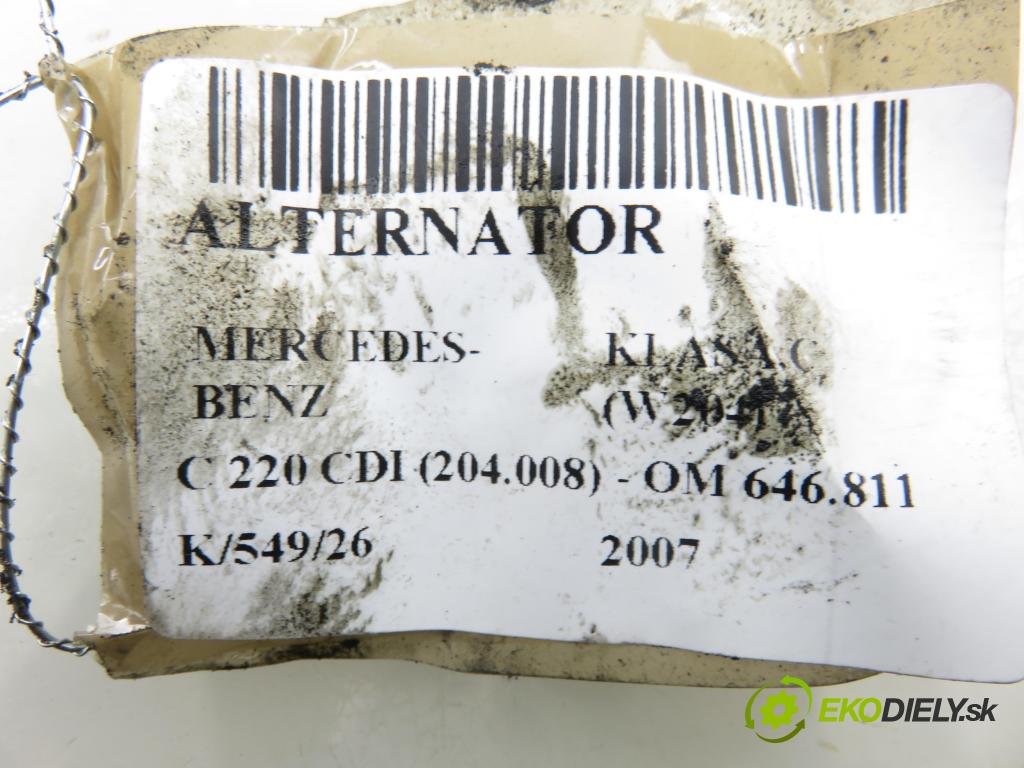 MERCEDES-BENZ KLASA C (W204) SEDAN 2007 125,00 C 220 CDI 170 - OM 646.811 2148,00 Alternátor 0131549002 ; 0121715029 (Alternátor)