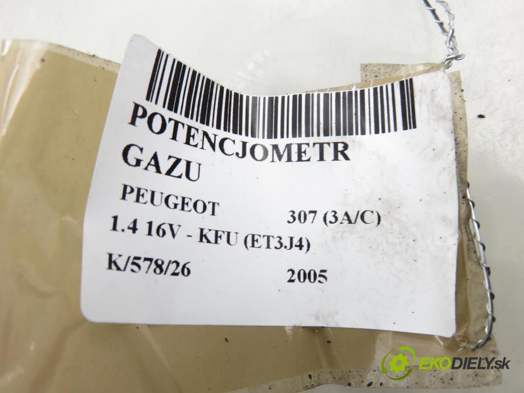 PEUGEOT 307 (3A/C) HB 2005 65,00 1.4 16V - KFU (ET3J4) 1360,00 potenciometr plynového pedálu 0280752251 ; 9646702180 (Potenciometr plynového pedálu)