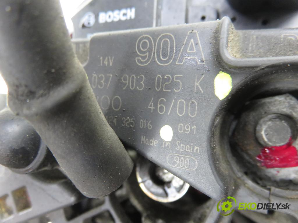AUDI A2 (8Z0) HB 2001 55,00 1.4 - AUA 1390,00 Alternátor 037903025K ; 0124325016 (Alternátor)