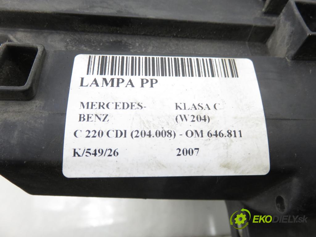 MERCEDES-BENZ KLASA C (W204) SEDAN 2007 125,00 C 220 CDI 170 - OM 646.811 2148,00 Svetlo PP A2048203061 ; 030123427200