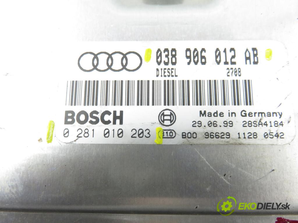 AUDI A6 (4B2, C5) SEDAN 1998 81,00 1.9 TDI 110 - AVG 1896,00 řídící jednotka motora 038906012AB ; 0281010203