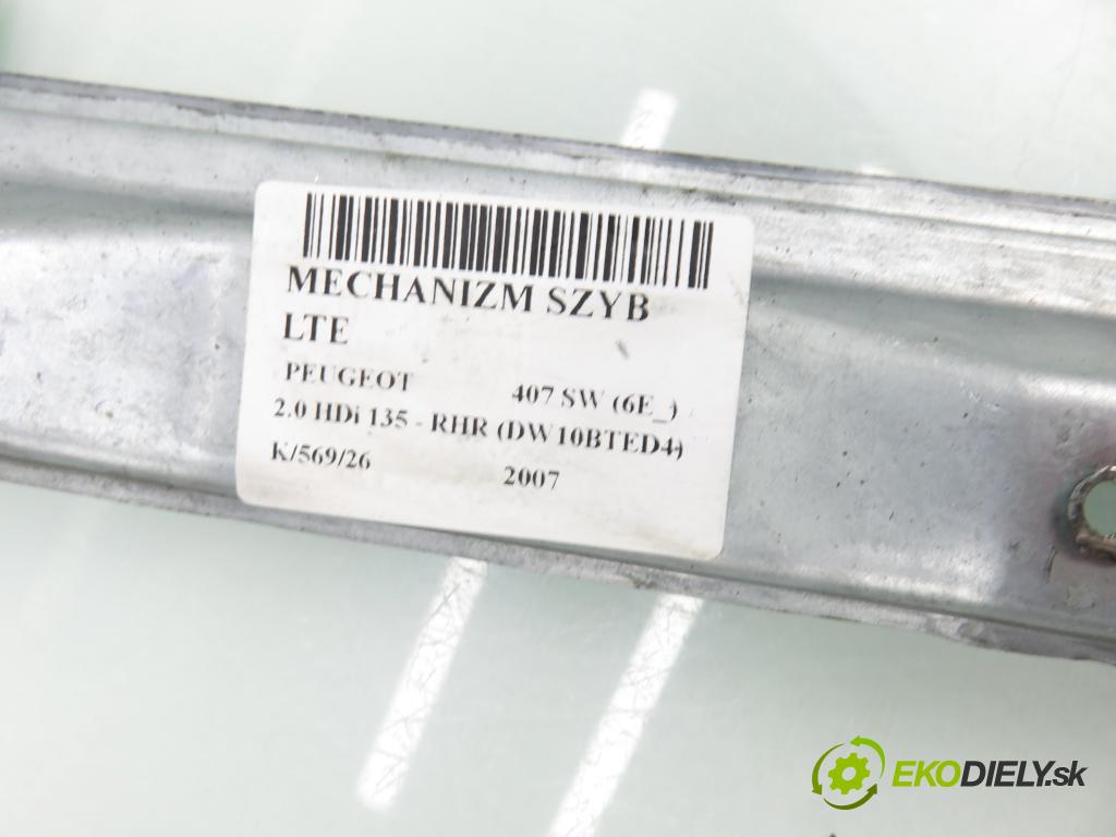 PEUGEOT 407 SW (6E_) KOMBI 2007 100,00 2.0 HDi 135 - RHR 1997,00 Mechanizmus okien 9646595680