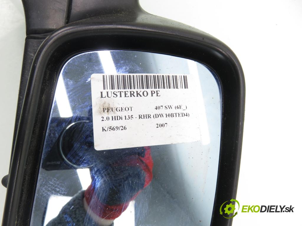 PEUGEOT 407 SW (6E_) KOMBI 2007 100,00 2.0 HDi 135 - RHR 1997,00 Spätné zrkadlo