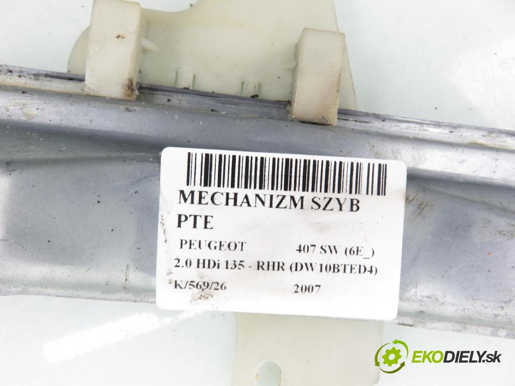PEUGEOT 407 SW (6E_) KOMBI 2007 100,00 2.0 HDi 135 - RHR 1997,00 Mechanizmus okien PTE 9646595580