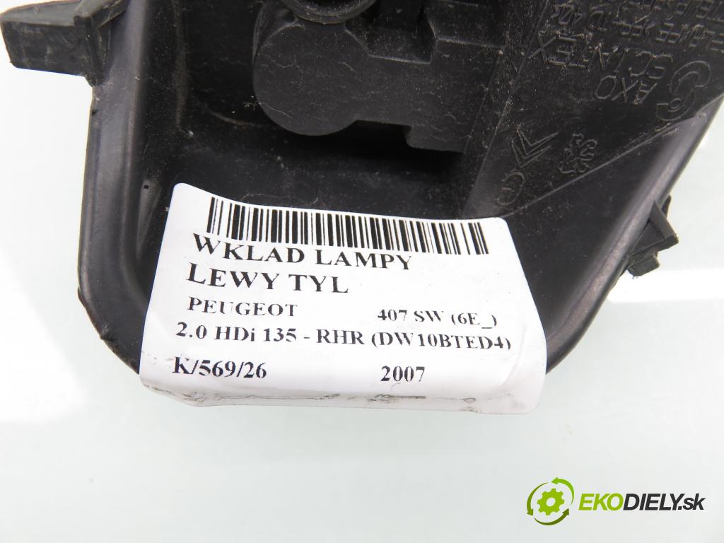 PEUGEOT 407 SW (6E_) KOMBI 2007 100,00 2.0 HDi 135 - RHR 1997,00 vložka svetla ľavy zadné