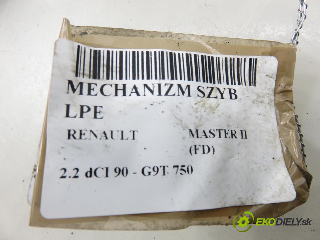 RENAULT MASTER II Skrzynia (FD) FURGON 2004 66,00 2.2 dCI 90 - G9T 750 2188,00 Mechanizmus okien 8200162708 ; 400739
