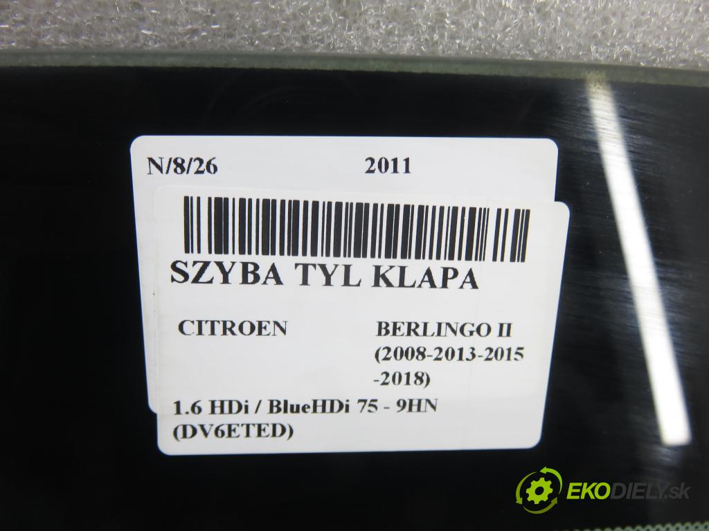 CITROEN BERLINGO Nadwozie pełne/minivan (B9) FURGON 2011 55,00 1.6 HDi / BlueHDi 75 - 9HN (DV6ETED) 1560,00 Okno zadné kapota