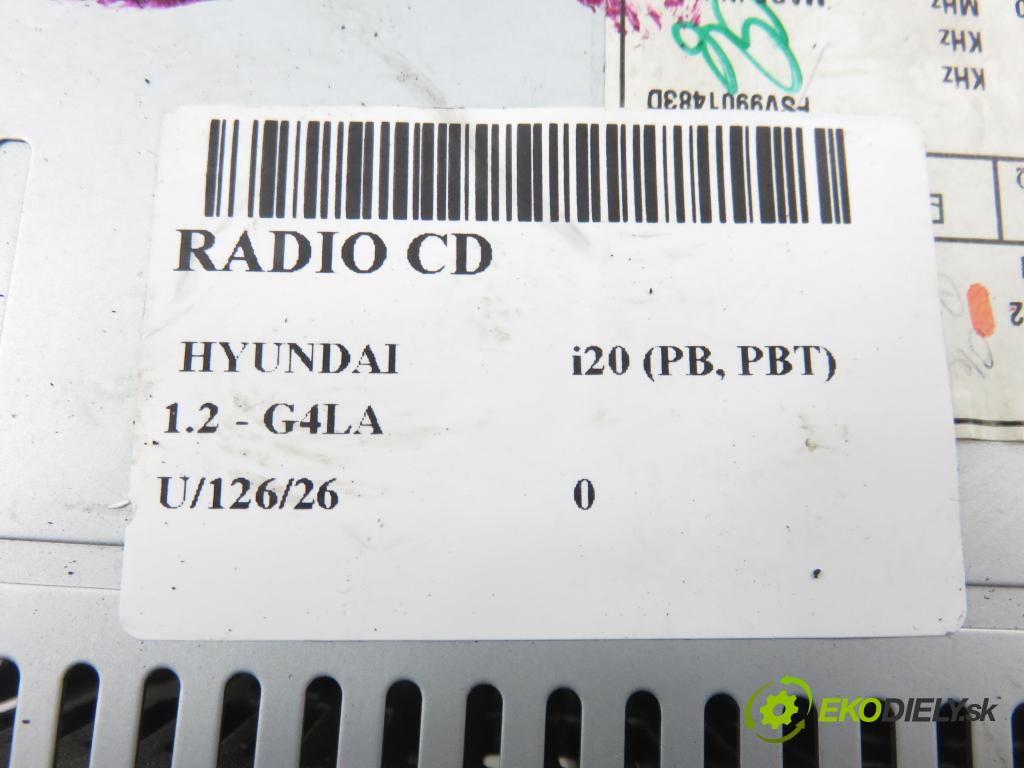 HYUNDAI i20 (PB, PBT) HB 2009 57,00 1.2 - G4LA 1248,00 RADIO CD 961001J202