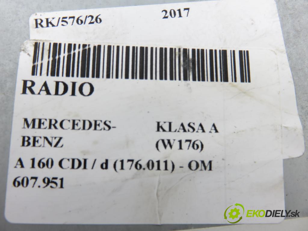 MERCEDES-BENZ KLASA A (W176) HB 2017 66,00 A 160 CDI / d (176.011) 90 - OM 607.951 1461,00 RADIO 2469007618 ; 2469010906